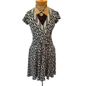 Vintage Y2K Candies faux wrap dress halter neckline fit & flair floral mini 16